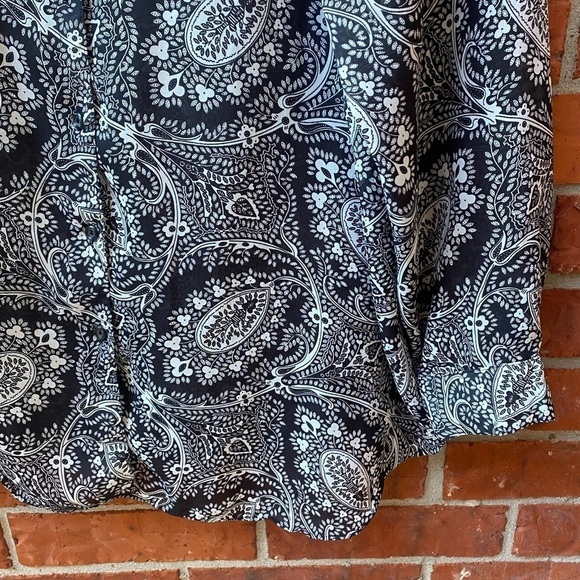 Diane Von Furstenberg Vintage Womens 2X 3X Black Sheer Floral Button Down Blouse - Picture 3 of 8